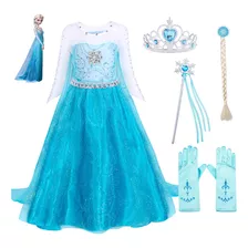 Vestido Fantasia Infantil Rainha Elsa Frozen Com Acessórios