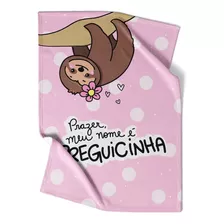 Manta Personalizada Com O Nome Do Bebê Tema Preguiça 70x100