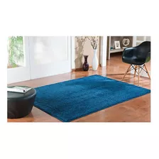 Tapete Sala Quarto 100 X 150 Azul Jeans Peludo Macio Classic Desenho Do Tecido Liso