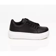 Tenis Feminino Plataforma Preto Casual Confort Barato Macio