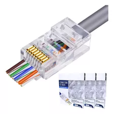 Conector Rj45 Macho Cat6 / Cat5e Cabo Rede Ez Vazado 300un