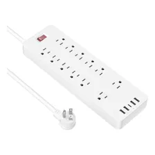 Enchufe Inteligente Marca Hitrends 12 Tomas/3 Usb/blanco