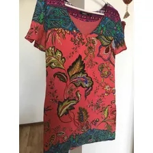 Vestido Gasa Gruesa Con Forro Desigual Usado Y T 40 Caballit