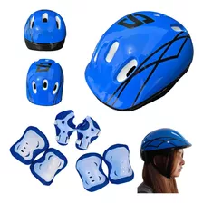 Casco+ Coderas+protectores De Manos+rótulas De Rodilla 7 Pz