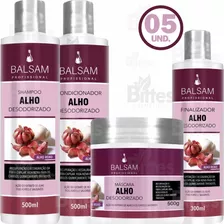 5kit Pós Quimica Alho Balsam Cosméticos Restauração Dos Fios