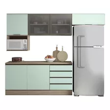 Composicao Cozinha Modulada 6 Peças Kit 13 Oak Menta Pln