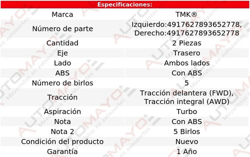 2) Mazas Traseras Con Abs Tmk V50 L5 2.5l Volvo 2005-2007 Foto 2