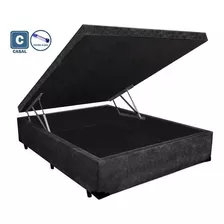 Cama Baú Viúva Premium Suede Preto 110x188x49 Cor Suede Preto