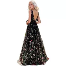 Vestido De Noche Con Estampado Floral Elegante Y Romántico