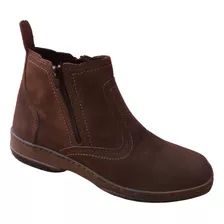 Bota Masculina Casual Em Camurça Couro Nobuck Botina Social Com Ziper Dois Lados Butina Tanto Para Escitorio Como Fazend