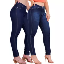 Kit 2 Calças Jeans Feminina Cintura Alta Com Lycra Elastano