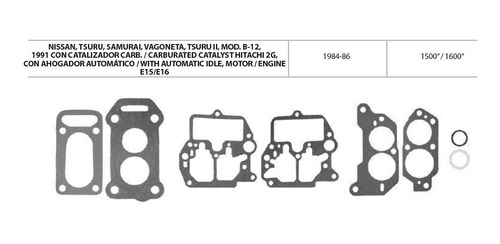 Junta Carburador Datsun Nissan B12 E15 E16 Hitachi 2g 84-86 Foto 2