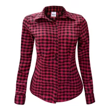 Camisa Camisete Feminina Blusa Manga Longa Xadrez Flanelada