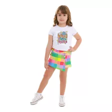 Conjunto Infantil Juvenil Menina Kit Short Saia E Blusa