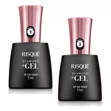 Kit 2 Risque Diamond Gel Top Coat Fixador 9,5ml Extra Brilho