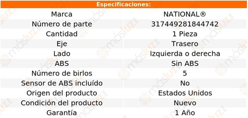 1- Maza Trasera Izquierda O Derecha Concorde 1997 National Foto 3