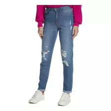 Calça Feminina Jeans Mom Destroyed Polo Wear Jeans Médio