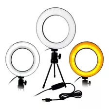 Ring Light Iluminador 16cm De Mesa Tripé Maquiagem Selfie
