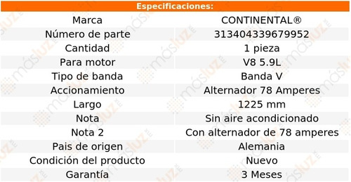 Banda 1225 Mm Acc Ramcharger V8 5.9l 85/87 Alt 78 Amps Foto 4