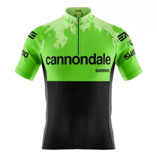 Camisa Ciclismo Cannondale Verde Com Bolsos Uv 50+