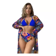 Kimono Con Estampado Floral Azul Rey Shein Importado