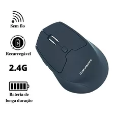 Mouse Optico Usb Sem Fio Recarregável Chinamate Cm14 Preto