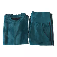 Conjunto Calça Blusa Bolso Tricot Premium Lindíssimo Inverno