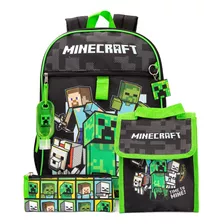 Mochila Y Caja De Almuerzo De La Escuela Minecraft Kids 5 Pi