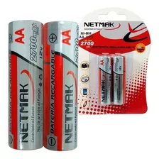 Pilas Recargables Netmak Aa 2700mah Cilíndrica 2 Unidades