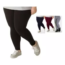 Calça Legging Feminina Cintura Alta Plus Size Reforçada Lisa