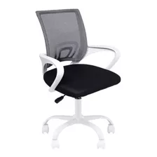 Cadeira Escritório Giratória Preta Estofado Tecido Bs Branca