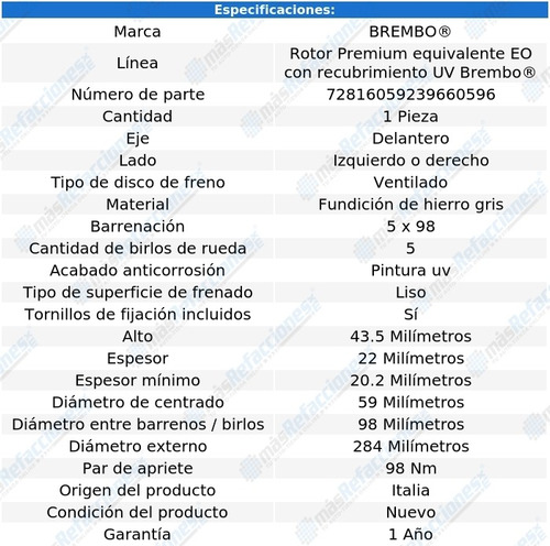 Disco Conductor O Pasajero Delantero 147 2007 Brembo Foto 3