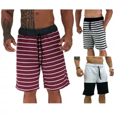 Kit 3 Bermudas Masculina Moletom Academia Fitness Atacado