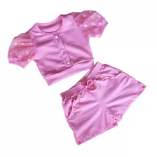 Conjunto Infantil Blogueirinha Meninas Manga Princesa Moda