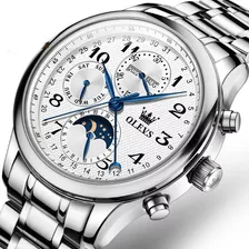 Olevs Reloj Cronógrafo Mecánico Con Fase Lunar Para Hombre