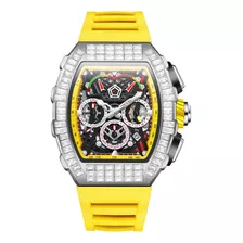 Relógios Masculinos De Calendário Mecânico Onola Diamond Cor Da Correia Amarelo