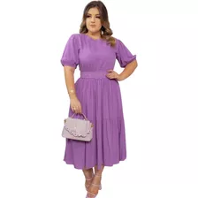 Vestido Feminino Manga Longa Moda Evangélica Com Cinto 