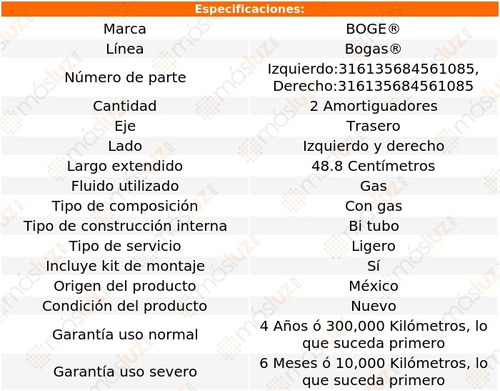 (2) Amortiguadores Gas Traseros Dodge Neon 95/99 Boge Bogas Foto 2