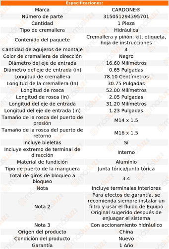 (1) Cremallera Direccin Hidrulica Para Kia Sedona 06/12 Foto 5