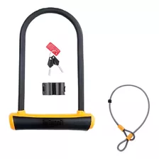 Kit Candado U Onguard 8153 Naranja + Cable Alargador Bici