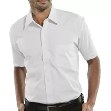 Camisa Masculina Manga Curta Branca Médico Fit Várias Cores