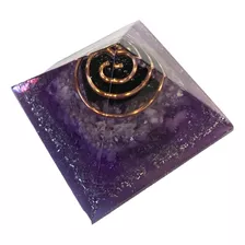 Orgonite Pirâmide Transmutação Ametista E Turmalina 3x4,5cm