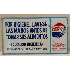 Antiguo Letrero Pepsi Cola Lámina Anuncio Publicidad Cartel