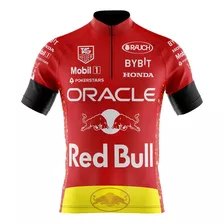 Camisa Ciclista Pro Tour Red Bull Vermelha Com Bolsos