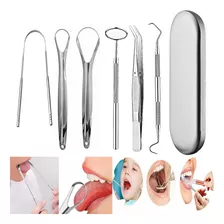 Kit Dental Limpieza Oral En Acero Set De 6 Accesorios