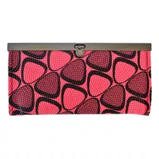 Cartera Para Dama De Mano Color Salmon-fucsia Diseño De La Tela Sintético