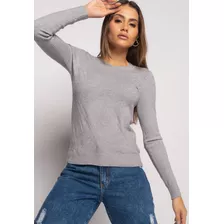 Blusa Tricot Gola Redonda Manga Longa Losango Salvatore