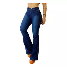 Calça Flare Feminina Bailarina Cintura Alta Jeans