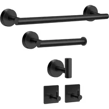 Set Accesorios Para Baño X 5 Piezas Negro Mate 