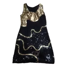 Vestido Talla S M Nuevo Brillos Lentejuelas Oro Y Negro 